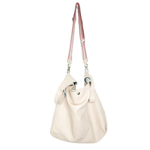 Dimoni Nude Leather Shopper Tote Bag With Pouch Adjustable Strap Crossbody